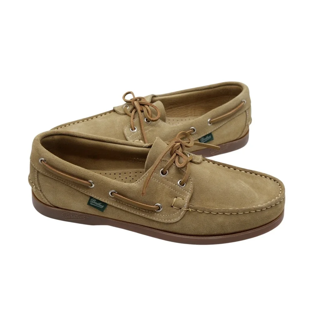 Paraboot Barth Marine Boat Shoes Men UK 9.5 US 10.5 Tan Suede New